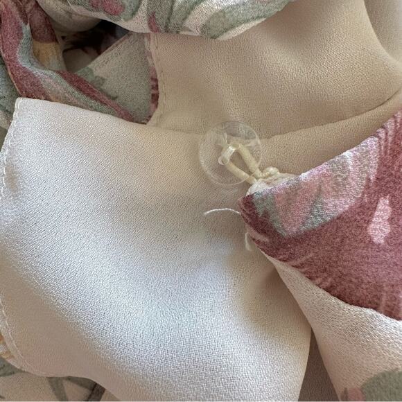 Fab’rik Dress Marnie Floral Print Chiffon Lantern Sleeves Wrap Tie Small NEW - Picture 10 of 13